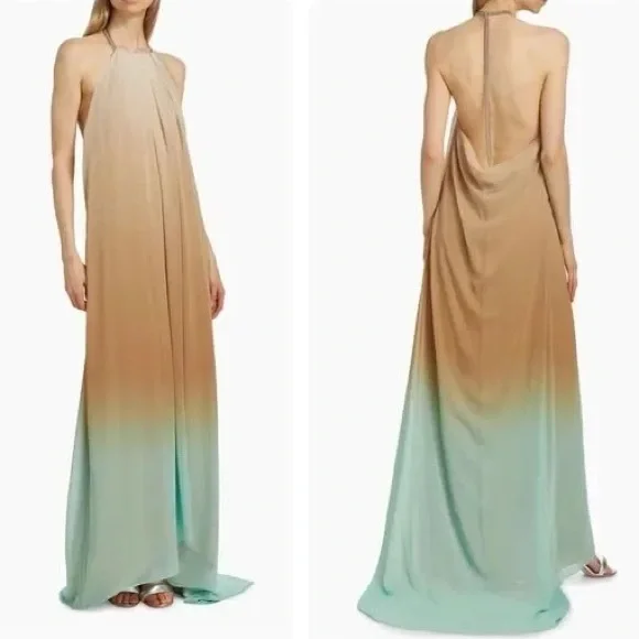 STAUD Positano Maxi Dress Caribbean Ombre Chain Strap NWT $595 XL - Picture 7 of 16
